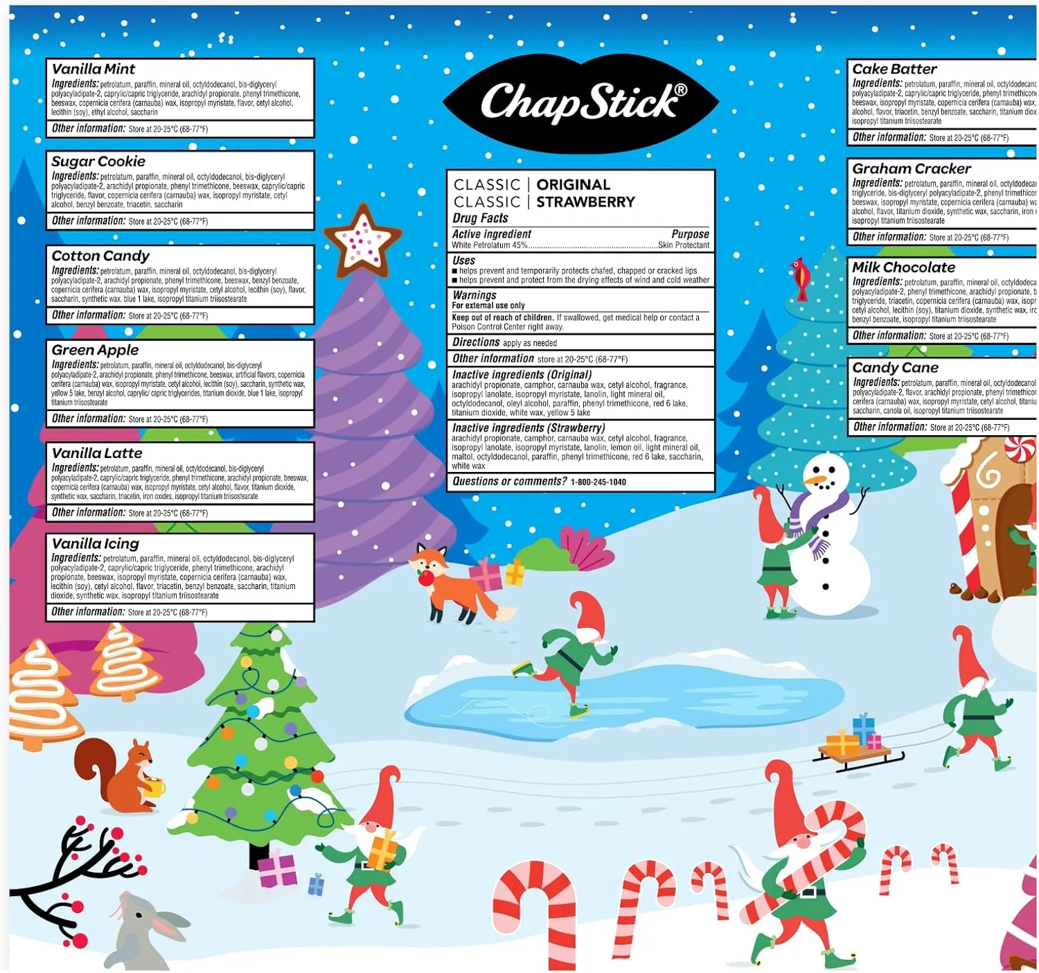 ChapStick 12 Days of Holiday Advent Calendar Lip Balm Gift Set - 0.15 Oz