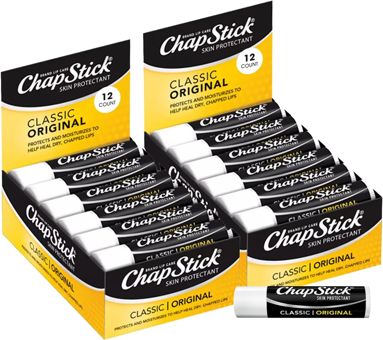 ChapStick Bulk Lip Balm, Classic Original 24-Count – Lip Moisturizer for Dry Lips, 0.15 Ea