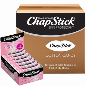 ChapStick Bulk Lip Balm, Cotton Candy 144-Count – Lip Moisturizer for Dry Lips, 0.15 Oz Ea