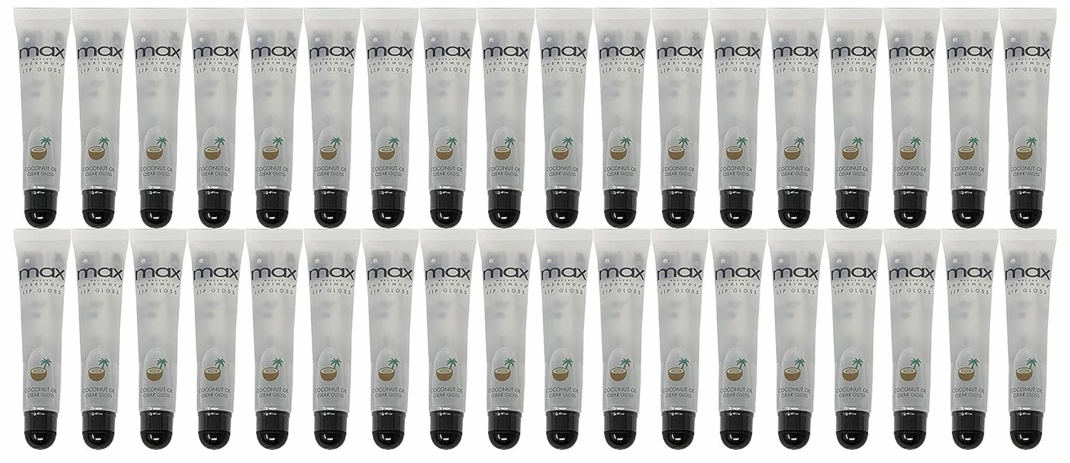 Cherimoya (36Pack) MAX Makeup Lip Polish Coconut Oil Clear Gloss