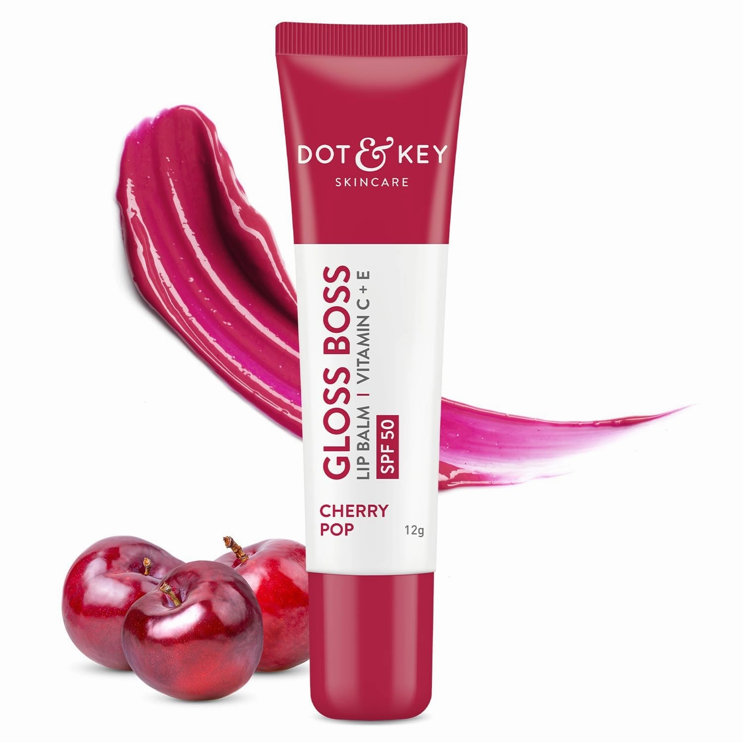 Clarity d&k Women's Cherry Lip Balm SPF 50 (12gm) | Moisturization |For Smooth lip | Shea Butter with Vitamin E|Tinted Lip Balm for Glossy, Buttery Soft Lips|with Vitamin C for Dark Lips