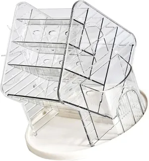 Clear Acrylic 360 Degree Rotating Cosmetic Organizers Tray For Makeup Brushes And Lip Gloss Holder Jewelry Storage Rack