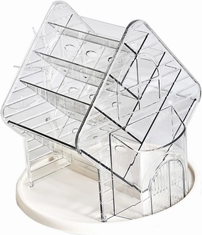 Clear Acrylic 360 Degree Rotating Cosmetic Organizers Tray For Makeup Brushes And Lip Gloss Holder Jewelry Storage Rack