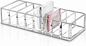Clear Acrylic Makeup Brushes Organizer, 8 Slot Cosmetic Holder for Brushes, Lipsticks, Eyeliners, and Jewelry - Desktop Vanity Storage, 21.8x9x4.4cm