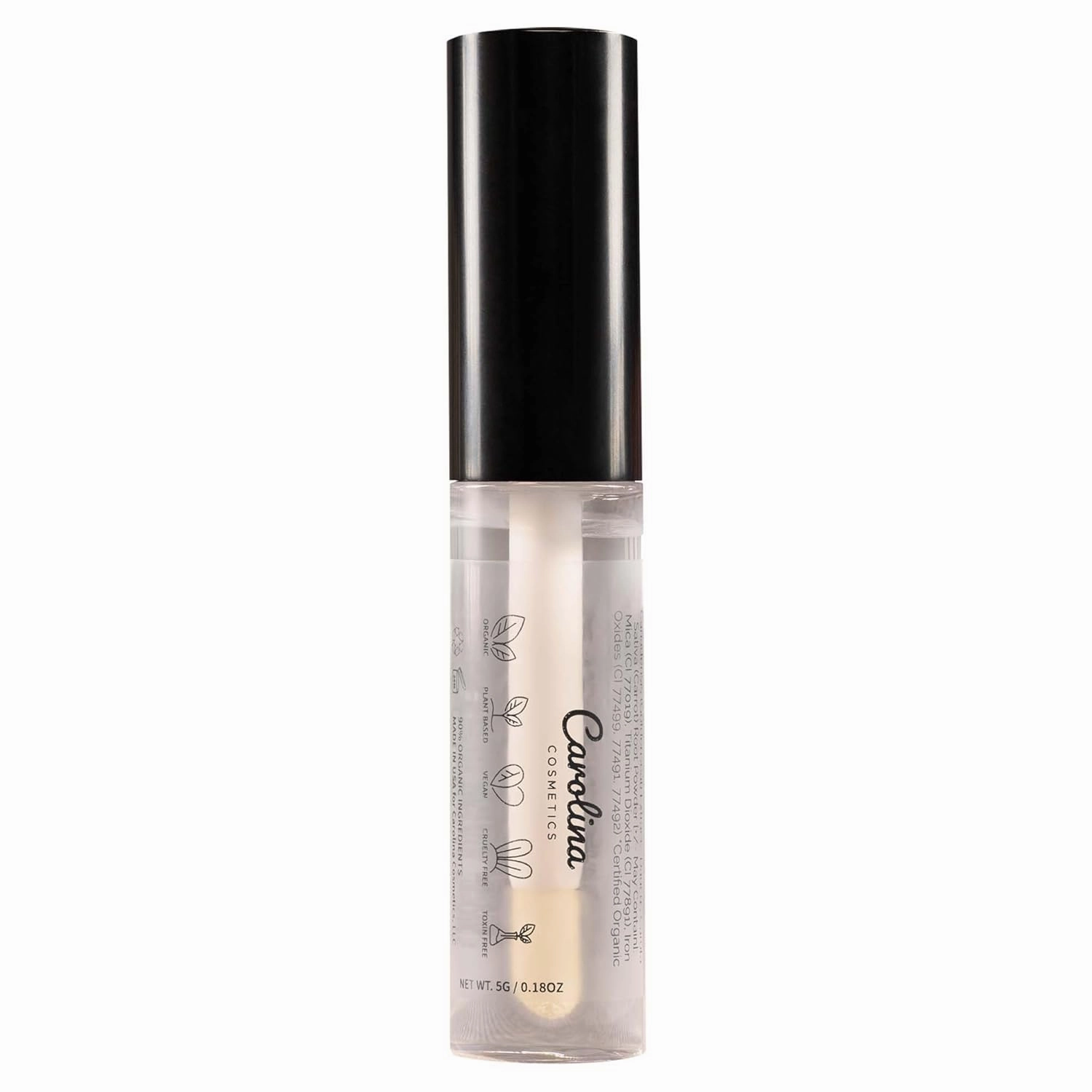 Clear Quartz Lip Gloss with Sunflower Seed Oil - Hydrating, Vegan, Non-Sticky - With Cacao & Grape Seed Oils - 5g/0.18oz