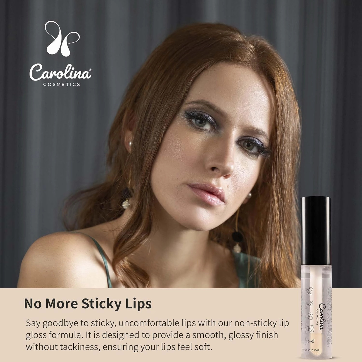 Clear Quartz Lip Gloss with Sunflower Seed Oil - Hydrating, Vegan, Non-Sticky - With Cacao & Grape Seed Oils - 5g/0.18oz