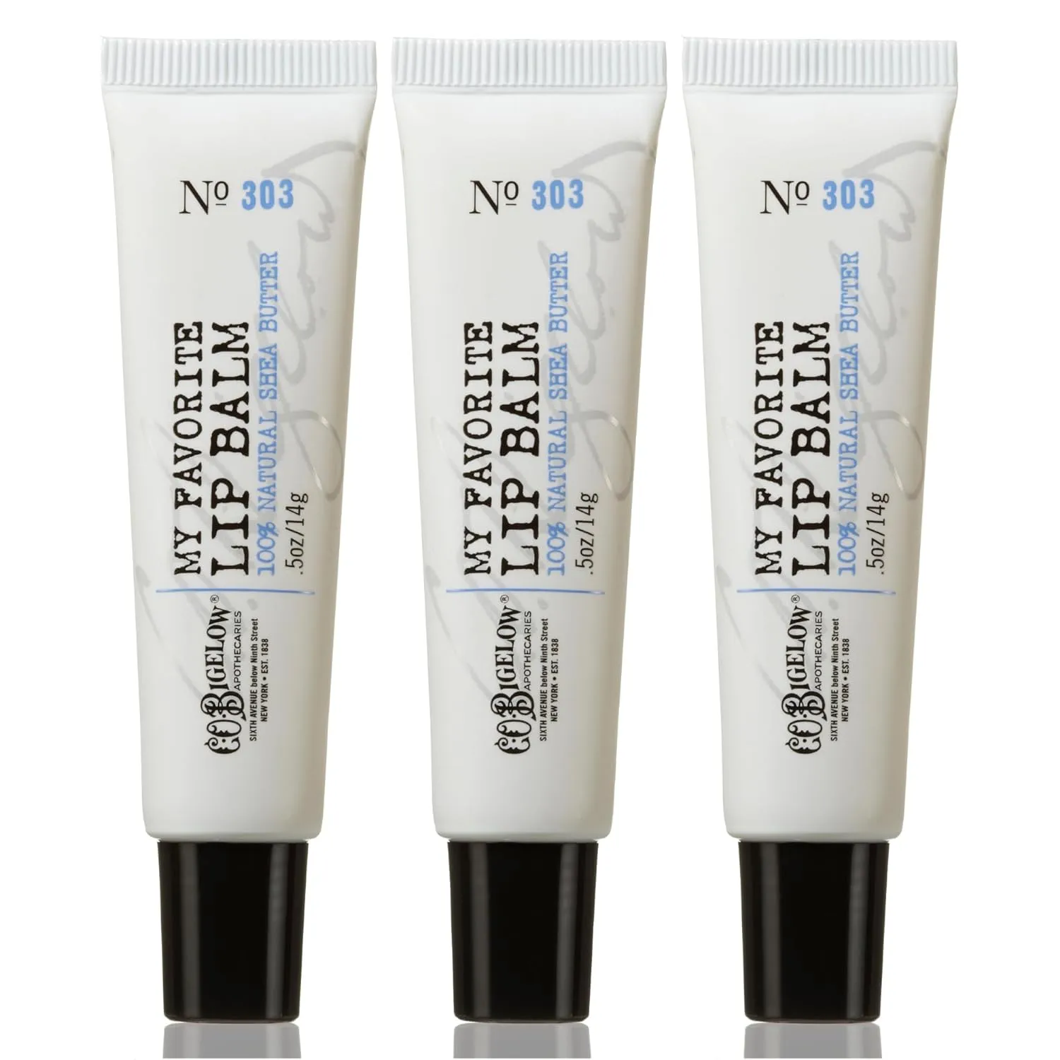 C.O. Bigelow My Favorite Lip Balm Trio, Lip Tubes for Dry Lips, Moisturizing with Shea Butter, Bulk Balm 3 Pack, 0.5 oz Each