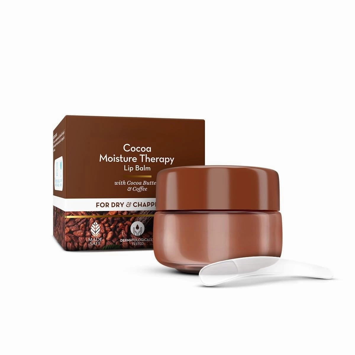 Cocoa Moisture Therapy Lip Balm for Dry & Chapped Lips | Glossy Finish| Coconut Oil, Cocoa Butter, Vitamin E, Ceramides, Kojic Acid|100% Free of Petroleum Jelly, 15 gm