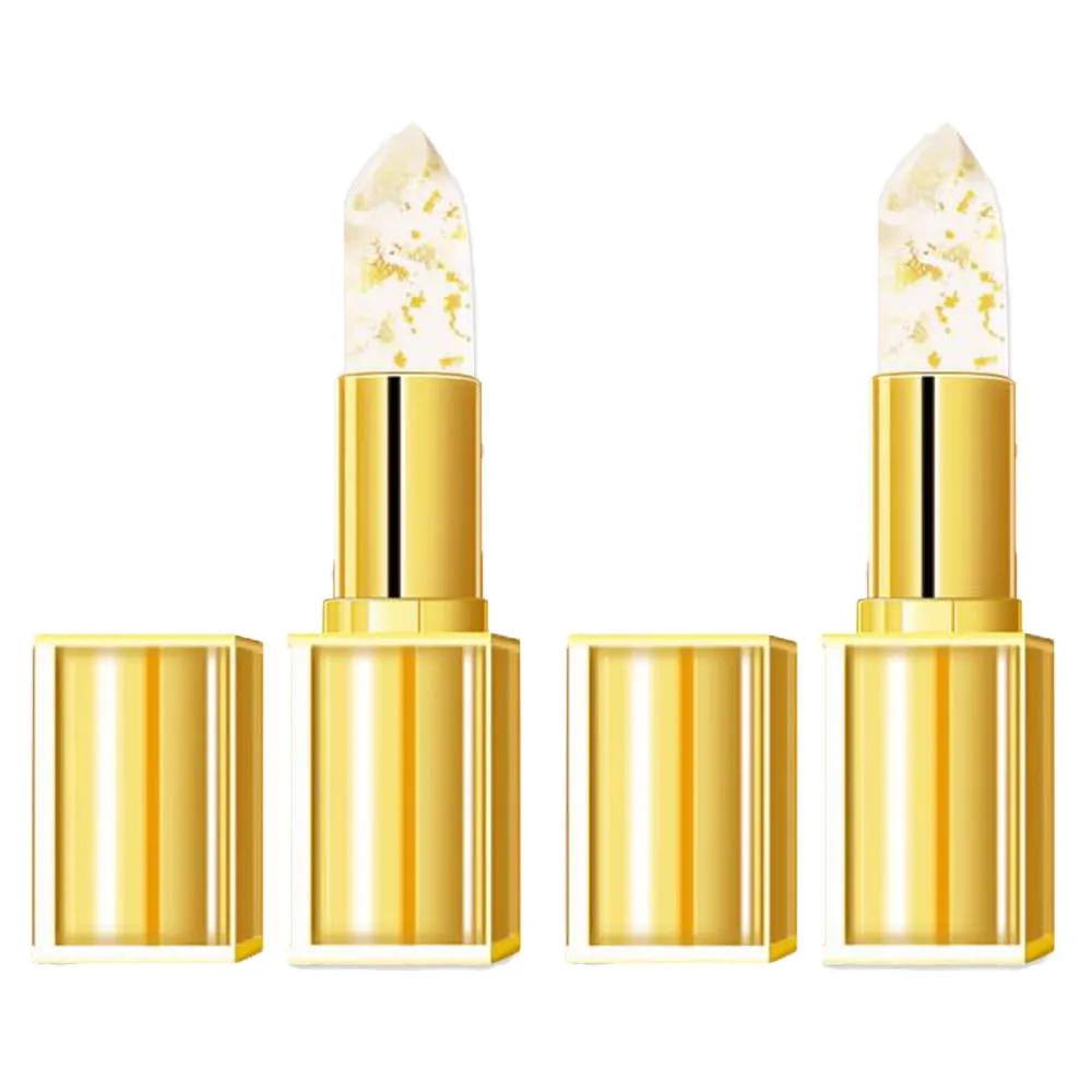 Color Changing Lipstick - Mood Lipstick Long Lasting & Transfer Proof, pH Reactive Lip Balm with Gold Flakes, Crystal Clear to Pink, Hydrating Lip Gloss for Women & Girls (2pcs)