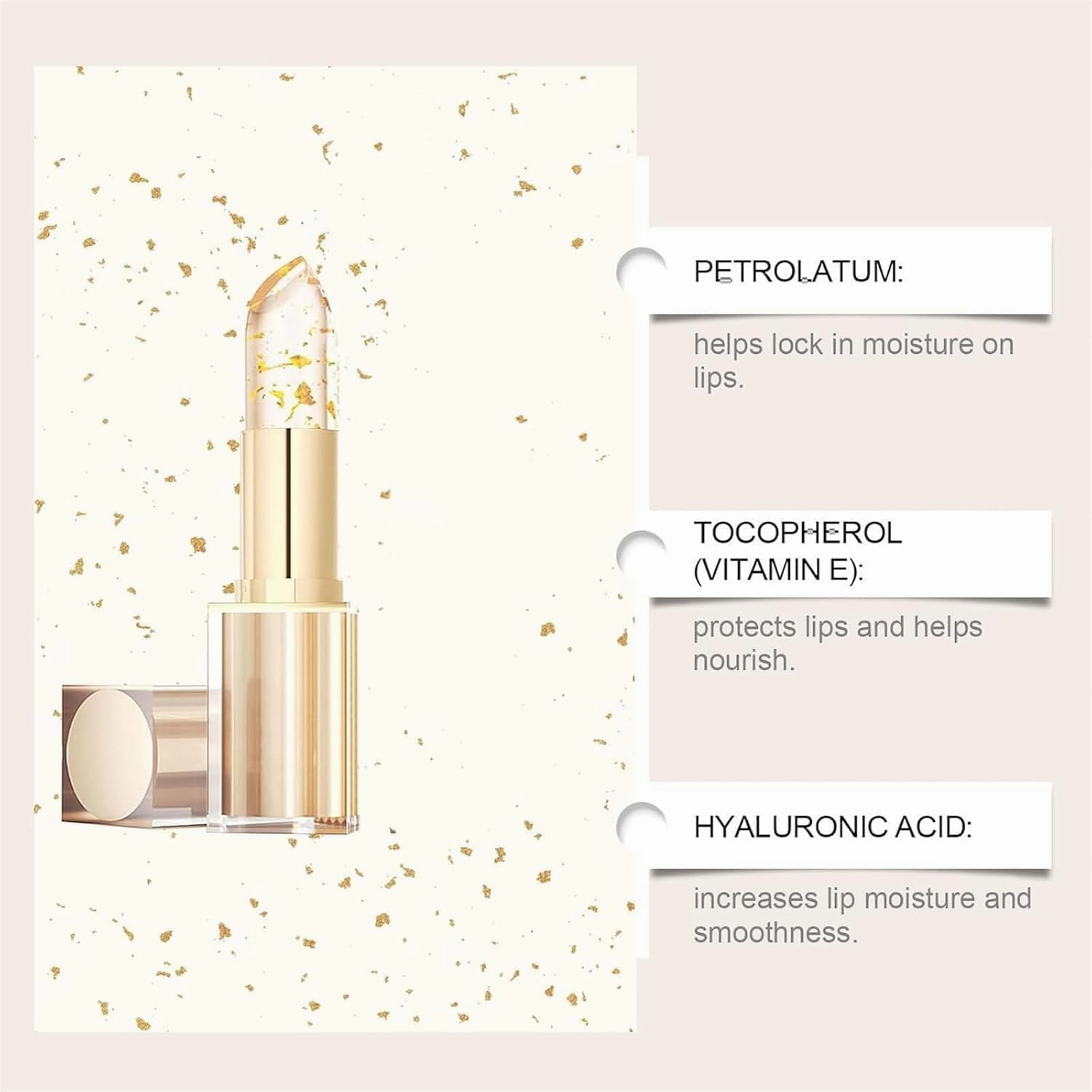 Color Changing Lip stick, Transferproof Color Changing Lipstick, Gold Crystal Color Changing Lipstick, Long Lasting 24 Hours Moisturizing Glossy Shine Lip Gloss (2)