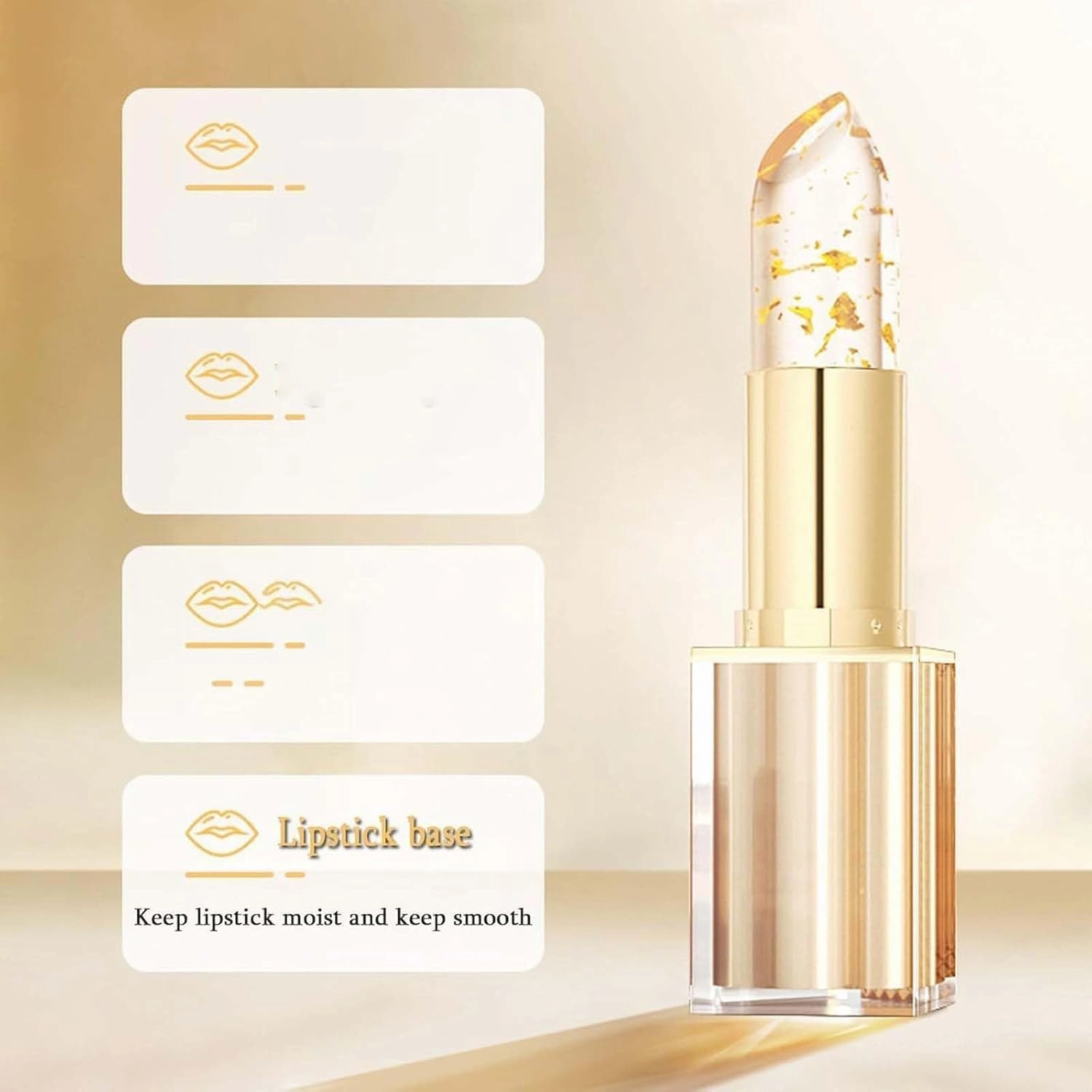 Color Changing Lipstick, Gold Crystal Color Changing Lipstick, Transparente Gold Crystal Lip Gloss for Women (B-1PCS)