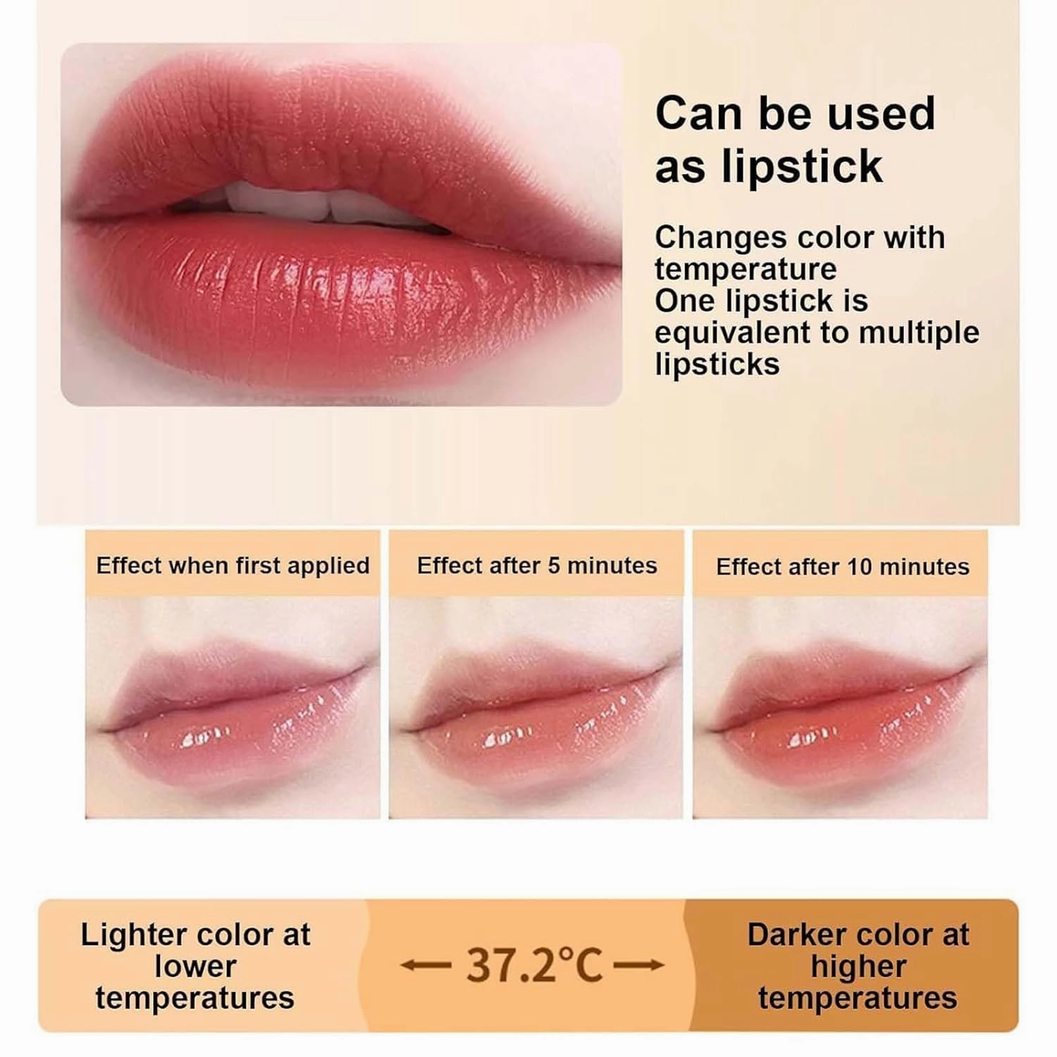 Color Changing Lipstick, Gold Crystal Color Changing Lipstick, Transparente Gold Crystal Lip Gloss for Women (B-1PCS)