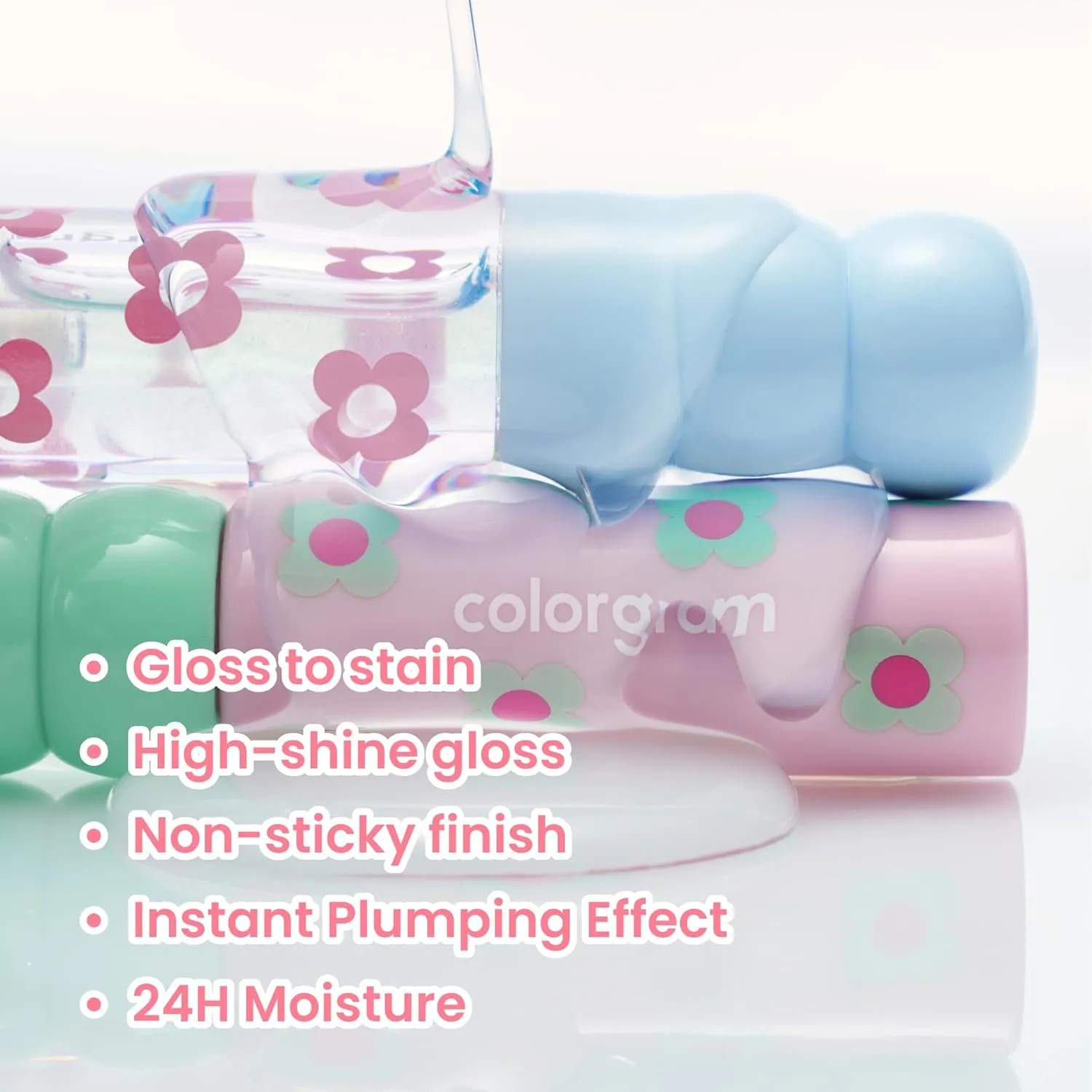 COLORGRAM Fruity Glass Tint 07 Shy Guava | Korean Long Lasting & Waterproof Lip Stain| Glossy Lip Gloss with Lovely Soft Pink Shade | Buildable, Blendable, Moisturizing, Non-Sticky | 0.11 Oz