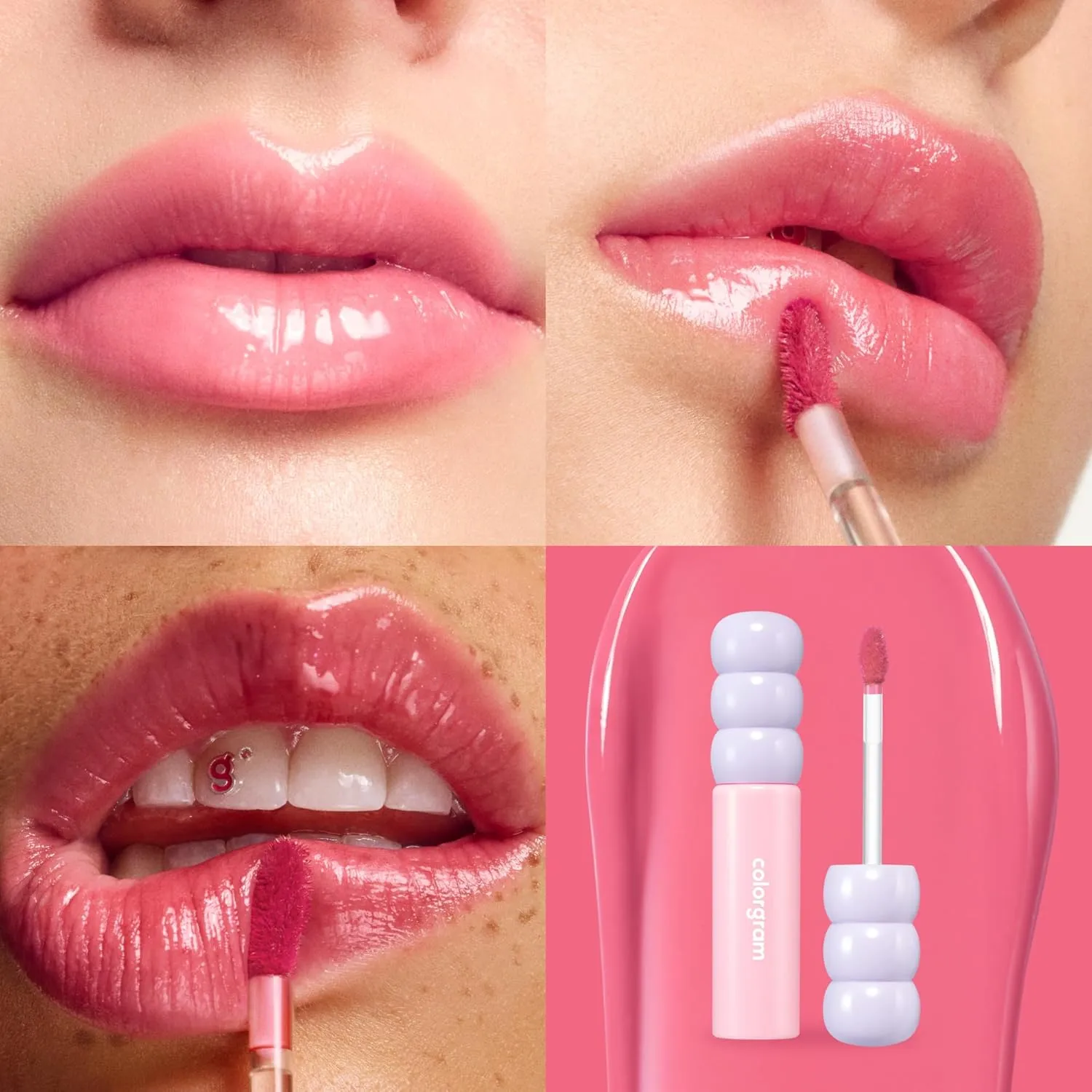 COLORGRAM Fruity Glass Tint 07 Shy Guava | Korean Long Lasting & Waterproof Lip Stain| Glossy Lip Gloss with Lovely Soft Pink Shade | Buildable, Blendable, Moisturizing, Non-Sticky | 0.11 Oz
