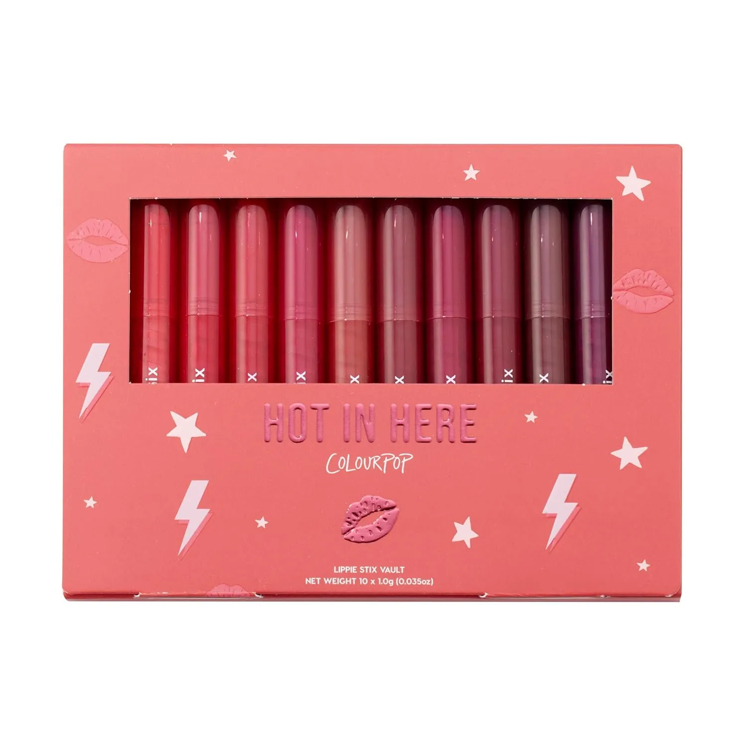 ColourPop Lippie Stix Vault - 10 Bold Red Lipsticks with a Long-Lasting Formula - Ultra-Pigmented Matte Lipstick with Vitamin E & Shea Butter for All Day Moisture - Hot in Here (0.04 oz)