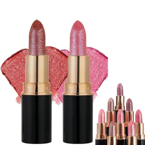 Comparison Diamond Lip Gloss Glitter Lipstick Waterproof, Glitter Lipstick (2 PCS D)