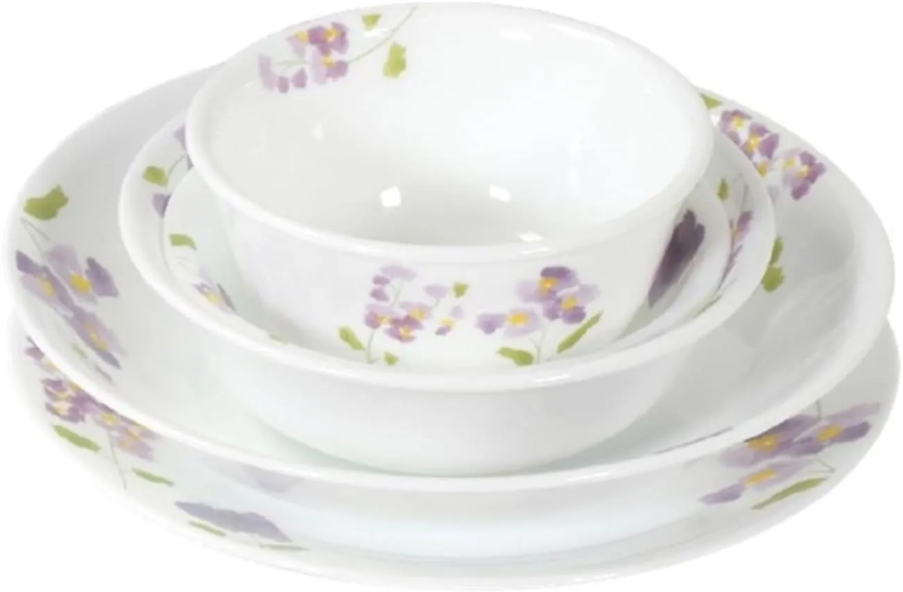 Corelle CP-8941 5-Piece Set, Medium Plate, Deep Plate, Small Bowl, Various Bowl, Break-Resistant, Lightweight, Microwave Safe, Oven Safe, Dishwasher Safe, Daily, Violet Mist