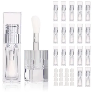 COSIDEA 18pcs Empty 6ml Square Clear PETG lip gloss tubes big deo foot wand lipgloss tube container for lip oil