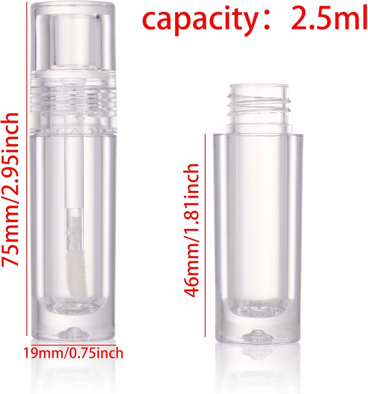 COSIDEA 30pcs 2.5ml Round Clear empty lip gloss tubes bulk with wand lipgloss bottle containers wholesale