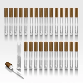 Cosmetic Packaging Now Vibe Clear Lip Gloss Tubes w/Matte Gold Cap & Doe Foot Wand (Carton - 336 Pack)