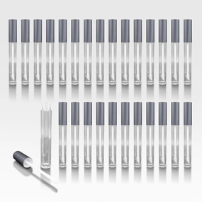 Cosmetic Packaging Now Vibe Clear Lip Gloss Tubes w/Matte Silver Cap & Doe Foot Wand (Carton - 336 Pack)