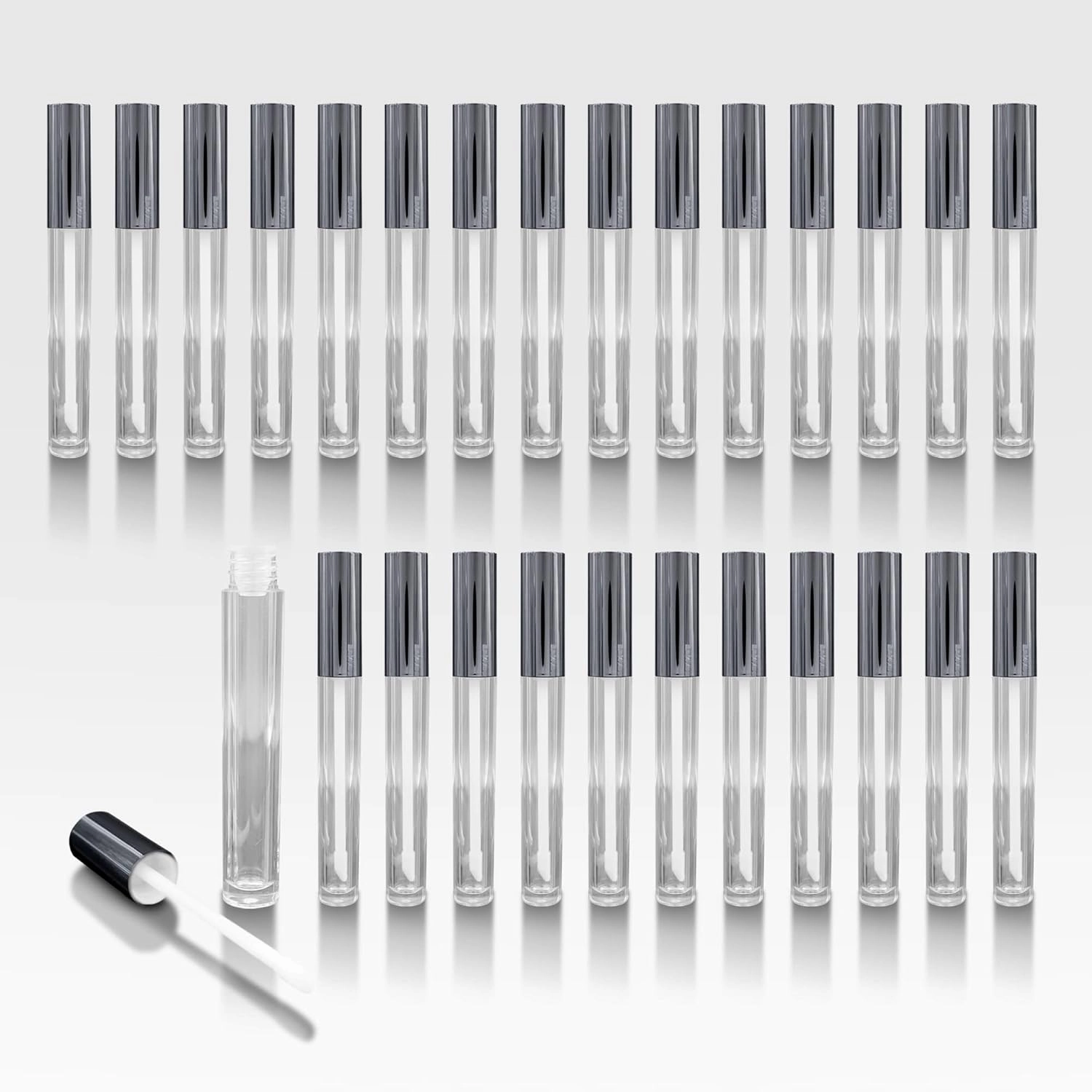 Cosmetic Packaging Now Vibe Clear Lip Gloss Tubes w/Shiny Silver Cap & Doe Foot Wand (Carton - 336 Pack)