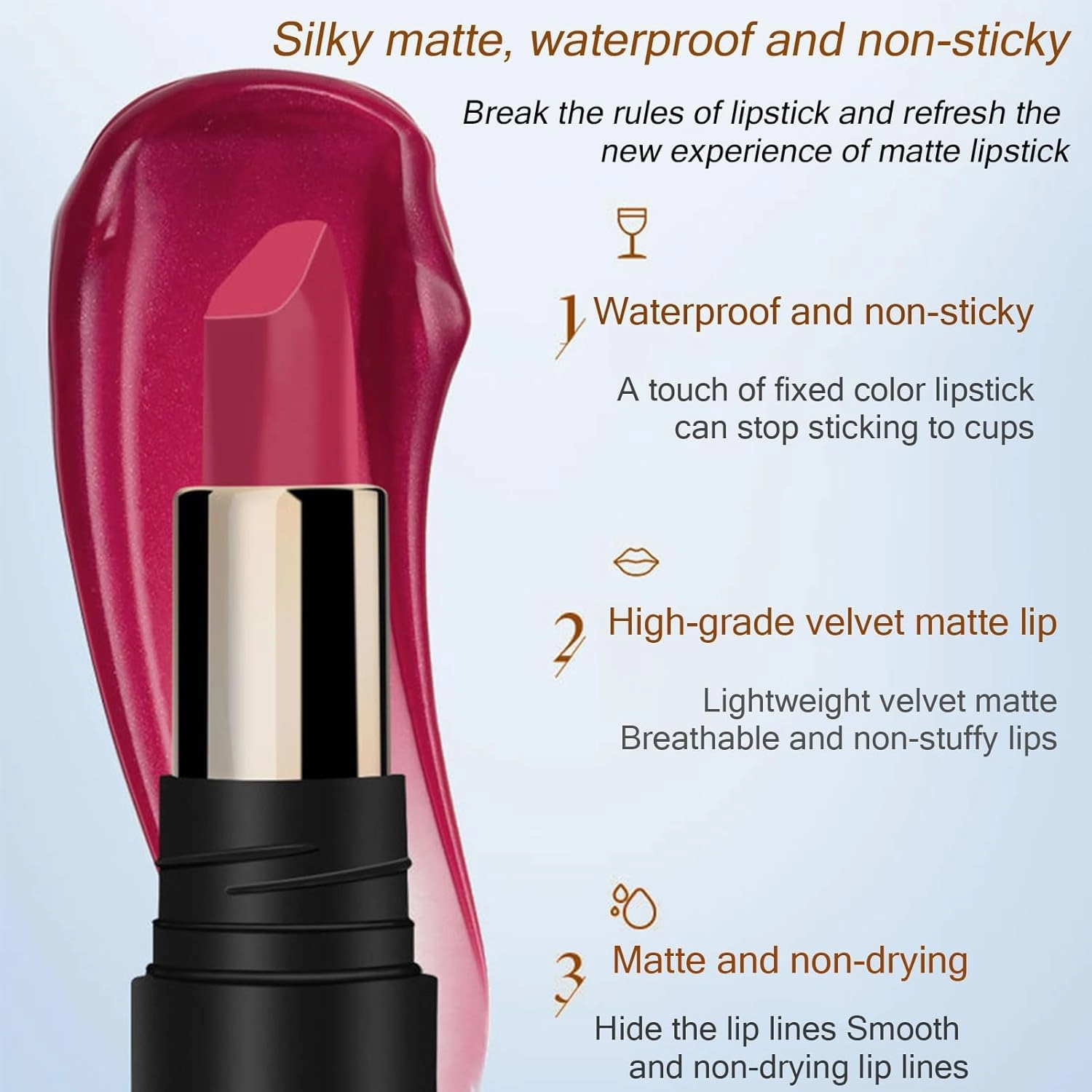 COSNINI Lipstick Waterproof, Cofpecialize Cosnini Lipstick, No Stain On Cup Non-Fading Moisturizing LipLipstick (203#204#202#)