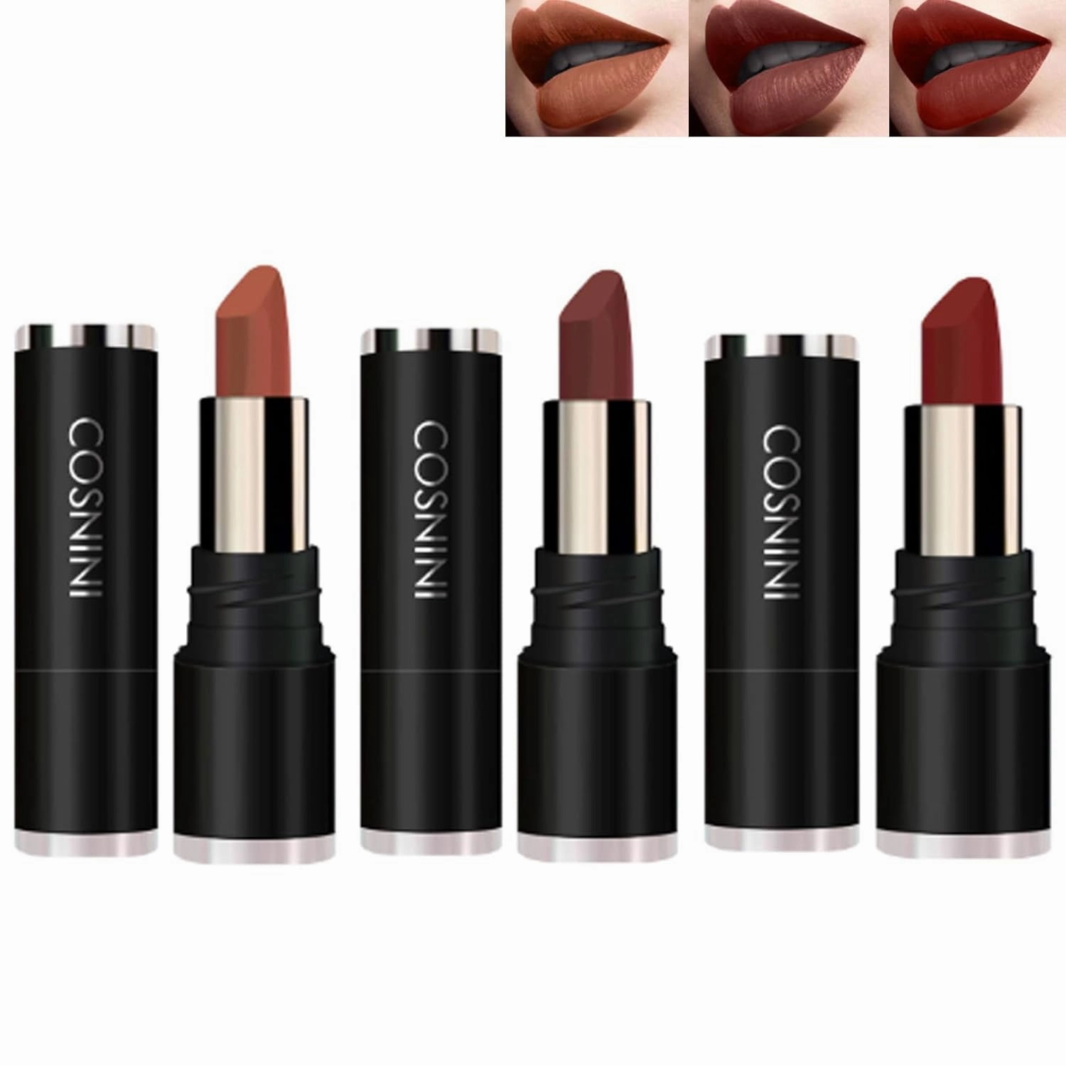 COSNINI Lipstick Waterproof, Cofpecialize Cosnini Lipstick, No Stain On Cup Non-Fading Moisturizing LipLipstick (203#204#202#)