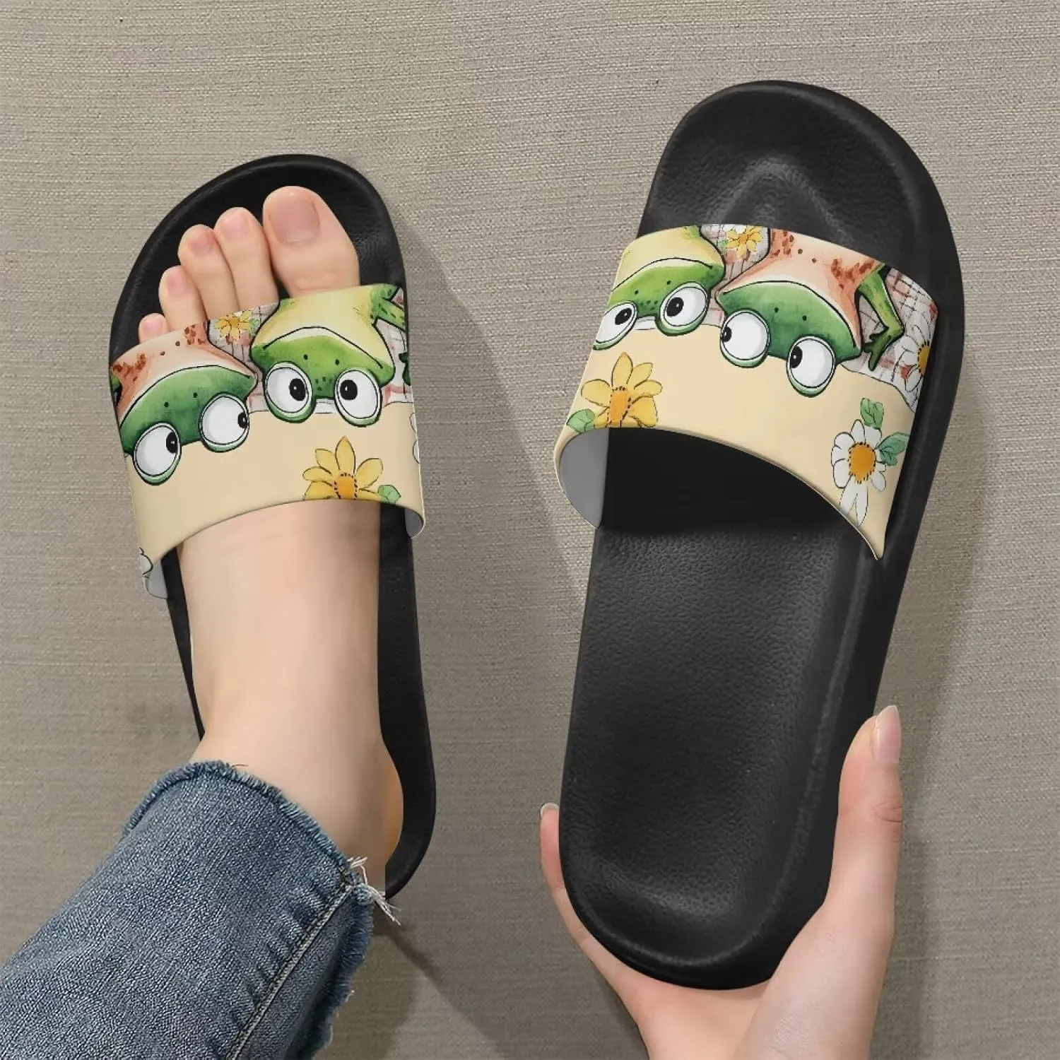 Couple Pattern Slide Sandals for Women Men Ultra Comfort Recovery Pillow Slippers Soft Summer Beach Shoes
