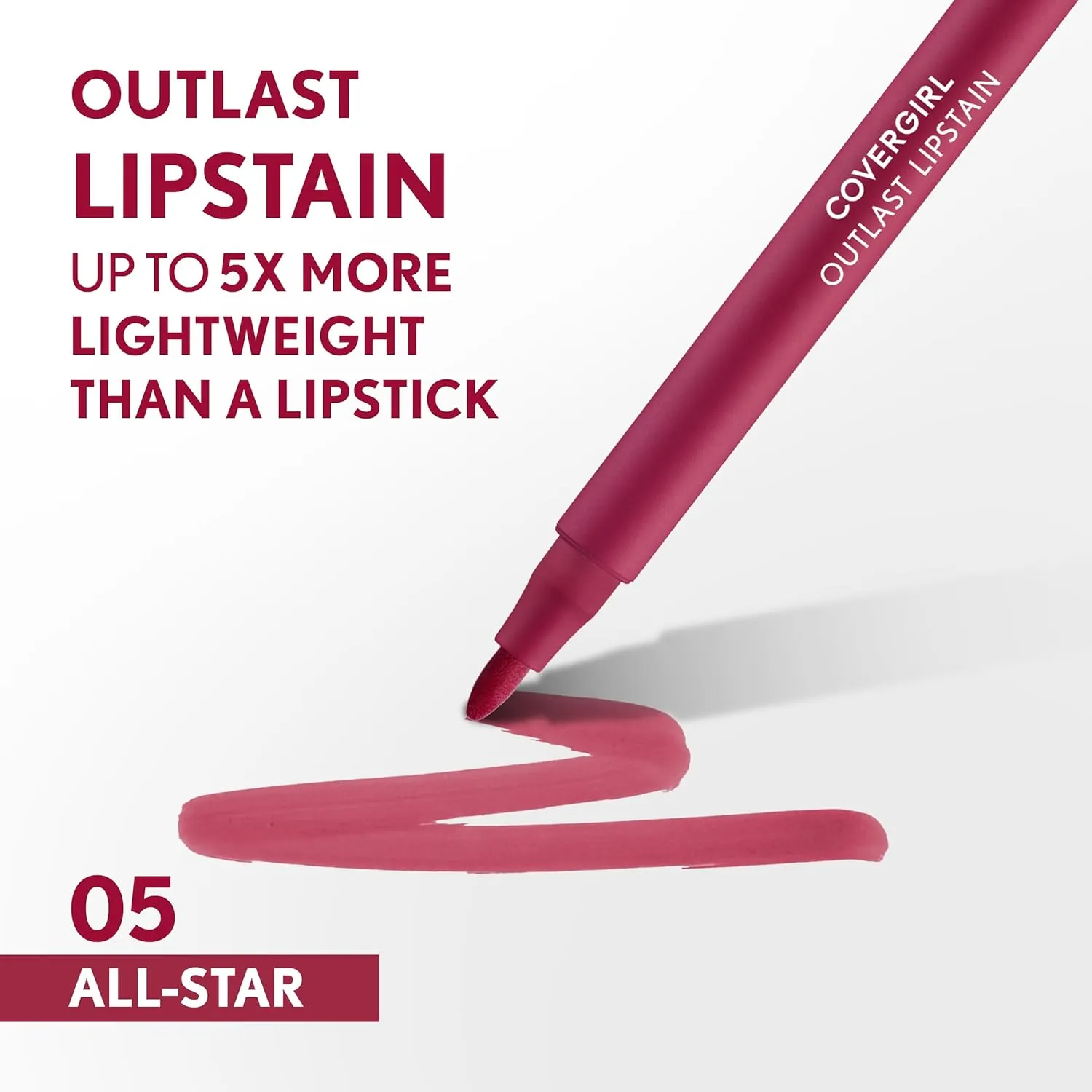 COVERGIRL Outlast Lipstain Bundle - 05 All-Star & 10 Sugey Girl Colors, Vegan Formula