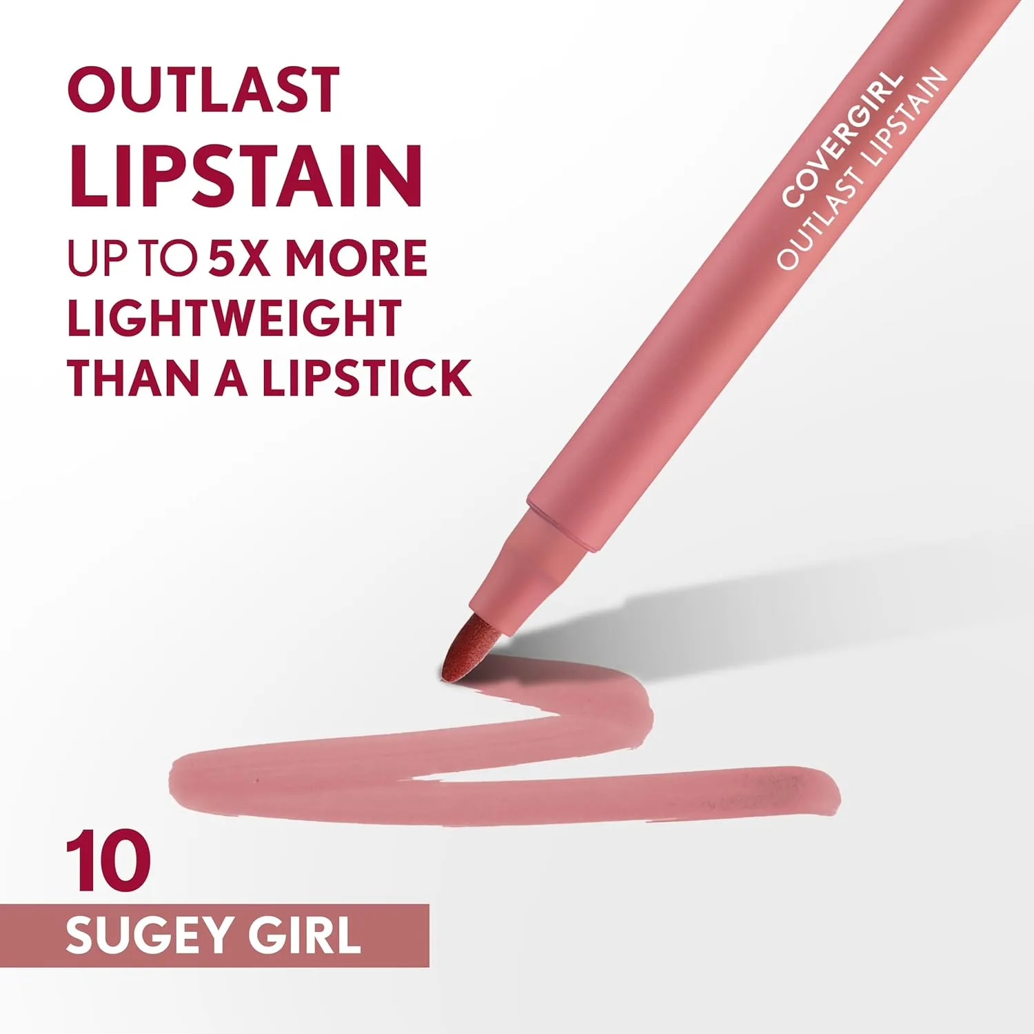 COVERGIRL Outlast Lipstain Bundle - 05 All-Star & 10 Sugey Girl Colors, Vegan Formula