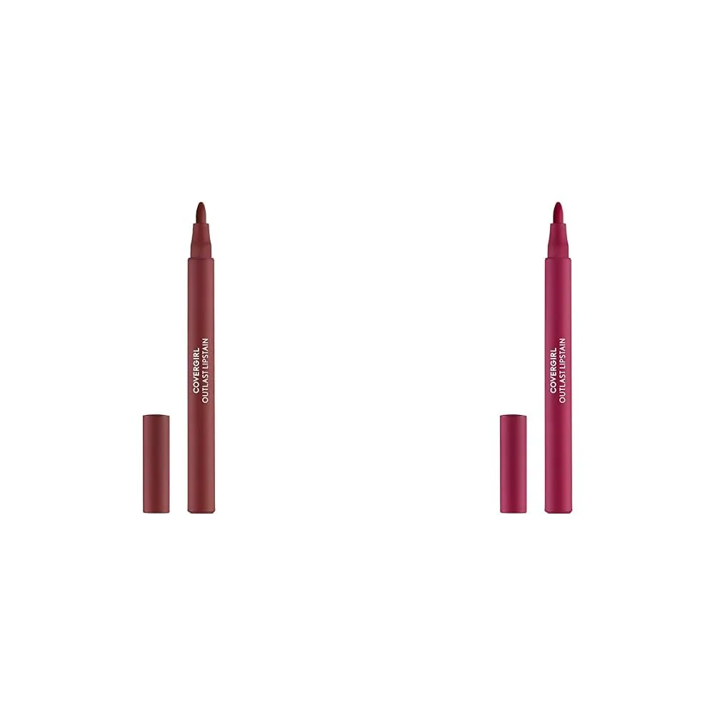 COVERGIRL Outlast Lipstain Bundle - 45 Brazen Raisin & 05 All-Star Colors, Vegan Formula