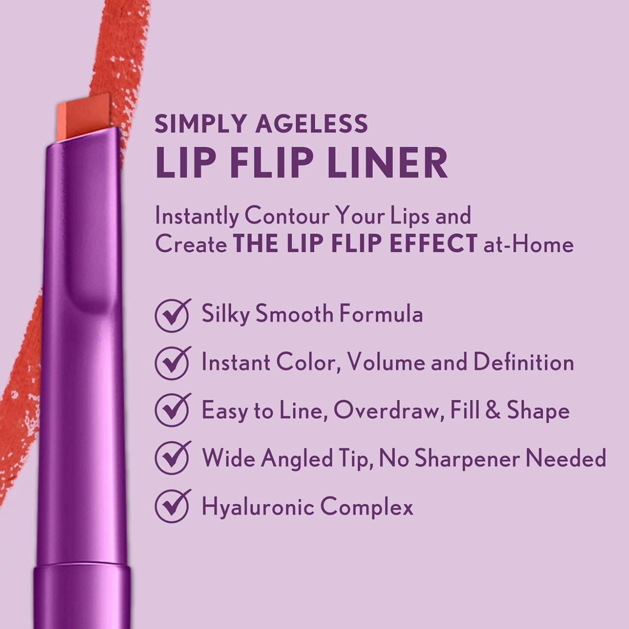 COVERGIRL Simply Ageless Lip Flip Liner, Brilliant Coral, Pack of 4