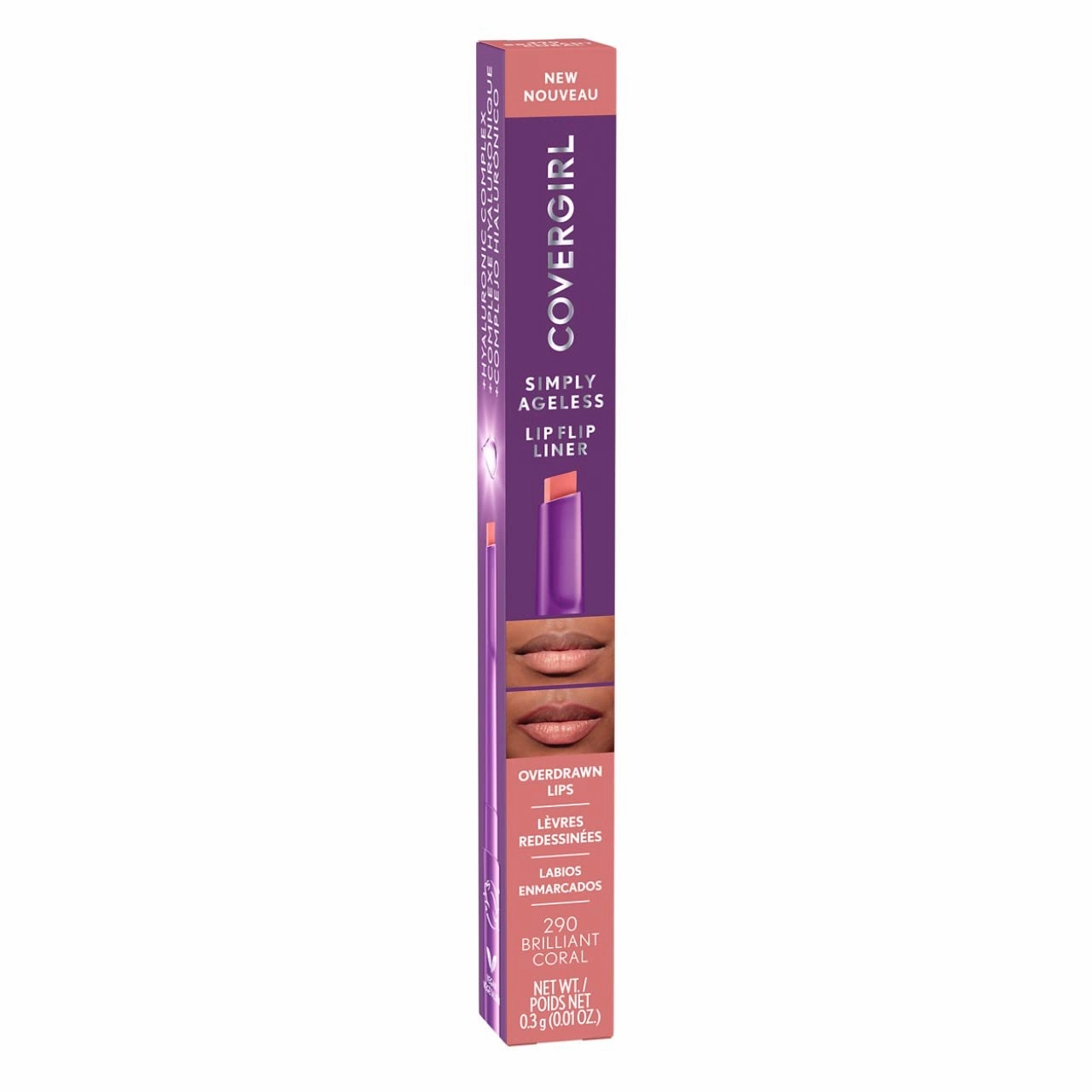 COVERGIRL Simply Ageless Lip Flip Liner, Brilliant Coral, Pack of 4