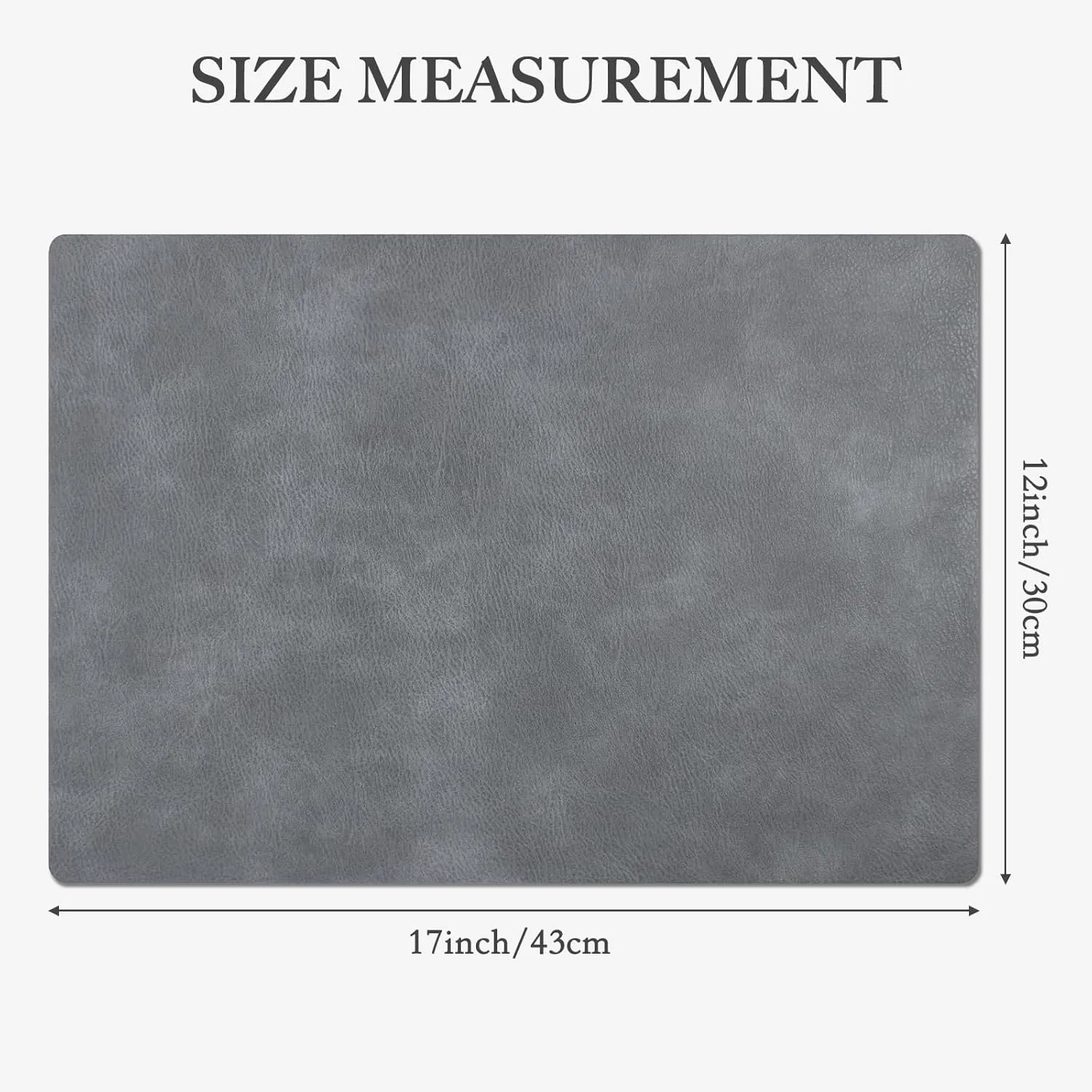 Cowhide Pattern Placemats Set of 6, Faux Leather Place Mats Heat Resistant Non-Slip Waterproof Wipeable Kitchen Dining Reversible Table Mat for Indoor & Outdoor,Grey