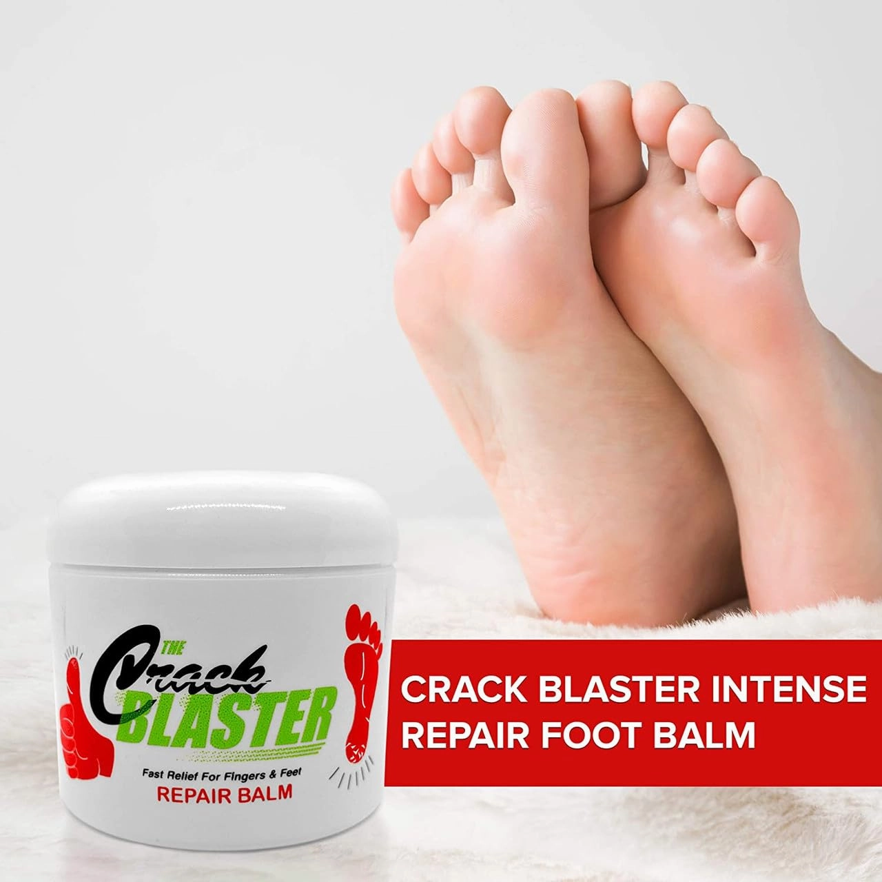 Crack Blaster Repair Balm - Lanolin Based Thick Moisturizing Balm for Dry Skin, Heel Pain, Plantar Fasciitis, Athletes Foot - 4 OZ Original Formula!