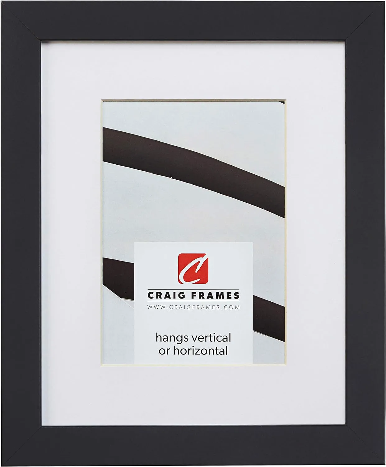 Craig Frames Essentials, Modern 1 Inch Wide 20x24 Inch Black Picture Frame Matted to Display a 16x20 Inch Photo