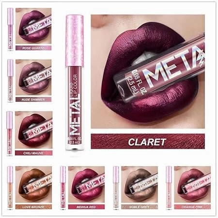 Cream Lip Gloss，12 Colors Metallic Liquid Lipstick Lip Gloss Non-Stick Cup Lip Glaze Makeup Pearl Beauty Makeup (06-NUDE SHIMMER)