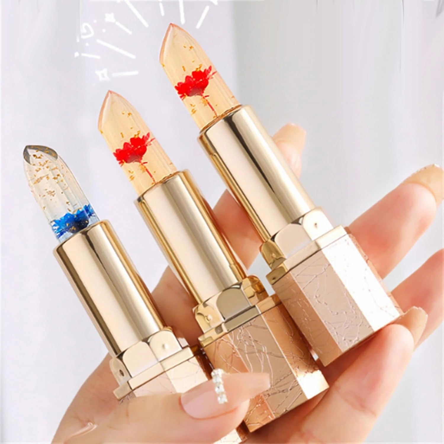 Crystalflower Thermostatic Color Changing Jelly Lipstick, Women Moisturizing Glossy Shine Lip Gloss, Lips Stick for Women, Natural & Hydrating Sheer Finish (#02 x2)