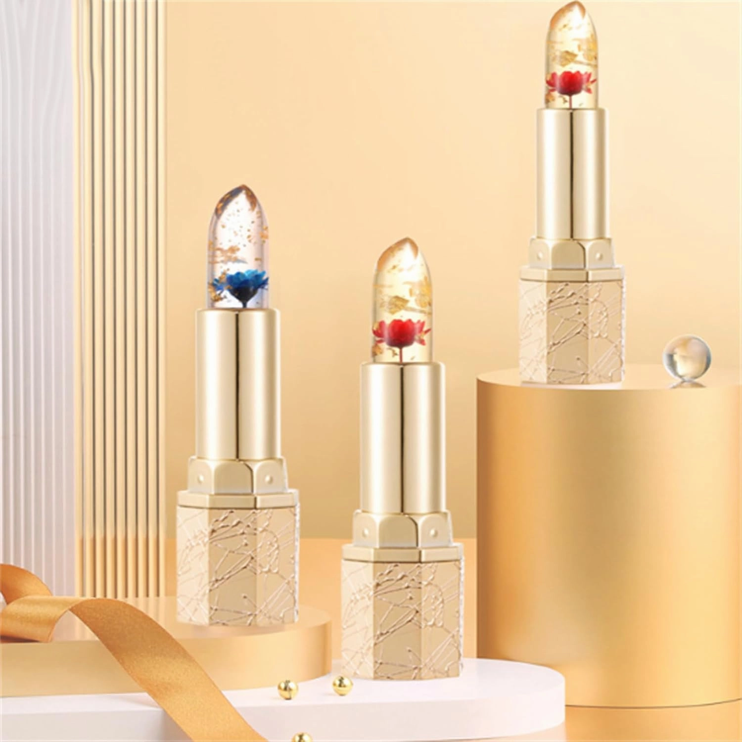 Crystalflower Thermostatic Color Changing Jelly Lipstick, Women Moisturizing Glossy Shine Lip Gloss, Lips Stick for Women, Natural & Hydrating Sheer Finish (#02 x2)