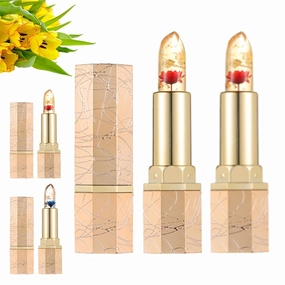 Crystalflower Thermostatic Color Changing Jelly Lipstick, Women Moisturizing Glossy Shine Lip Gloss, Lips Stick for Women, Natural & Hydrating Sheer Finish (#02 x2)