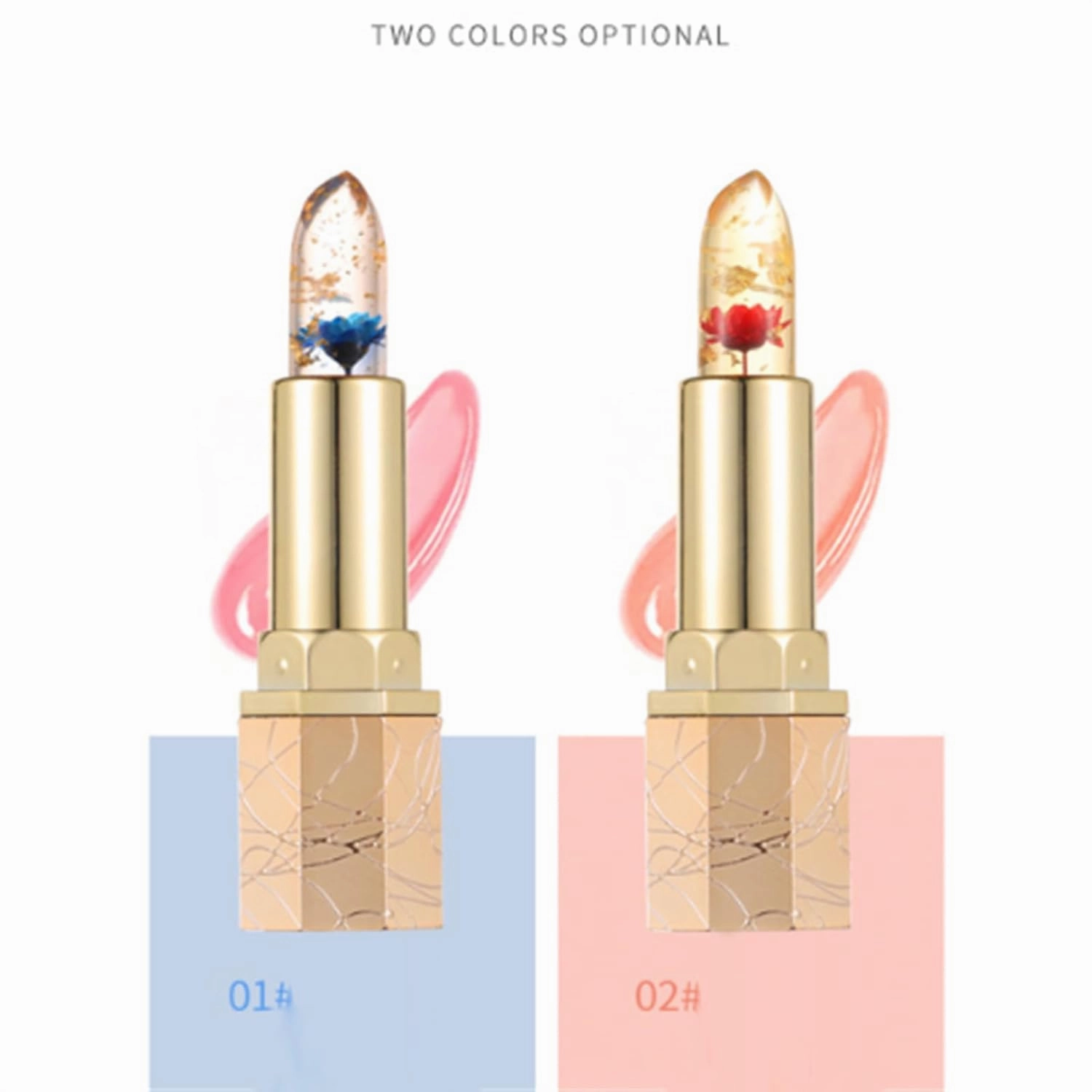 Crystalflower Thermostatic Color Changing Jelly Lipstick, Women Moisturizing Glossy Shine Lip Gloss, Lips Stick for Women, Natural & Hydrating Sheer Finish (#02 x2)
