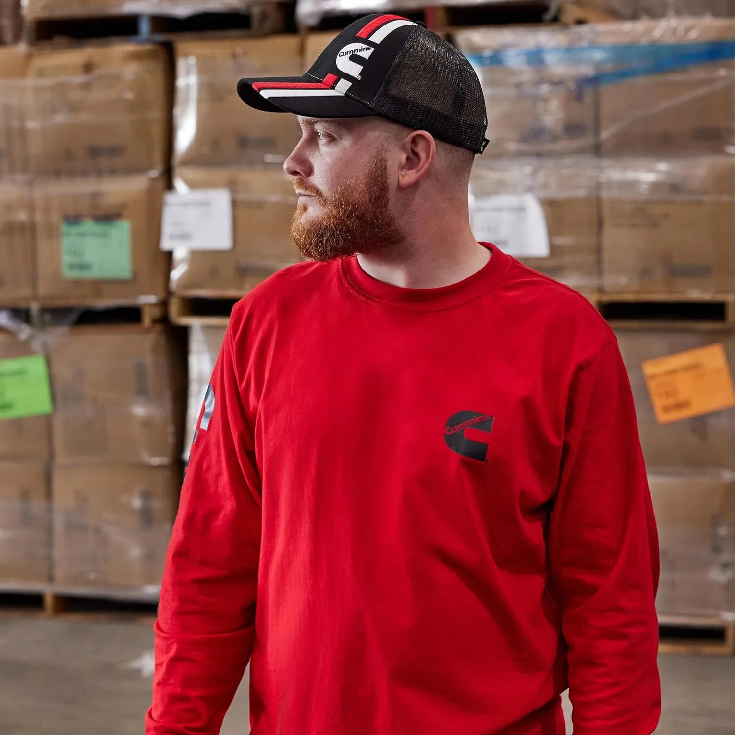 Cummins Long-Sleeve T-Shirt Wordmark Crew Neck Shirt
