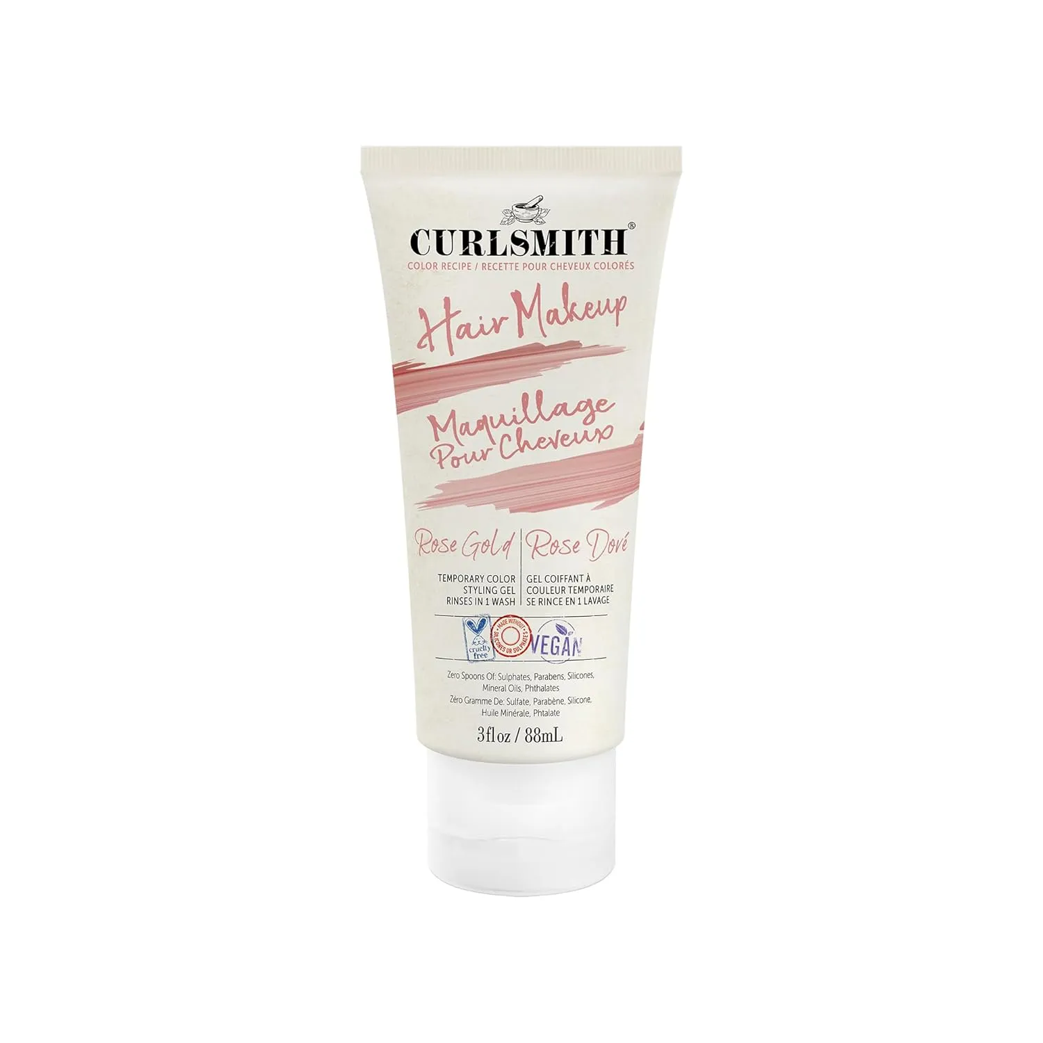 Curlsmith - Hair Makeup - Vegan Temporary Hair Color and Styling Gel (Rose Gold 3fl.oz)