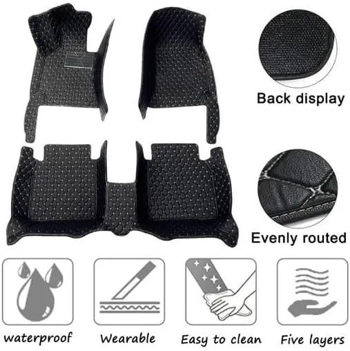 Custom Car Floor Mats Compatible for 2005-2023 Dodge Charger RWD/Chrysler 300 300C RWD All Weather Custom Fit Liners Leather Luxury Floor Liner Protection Carpet Car Interior Accessories (D28)