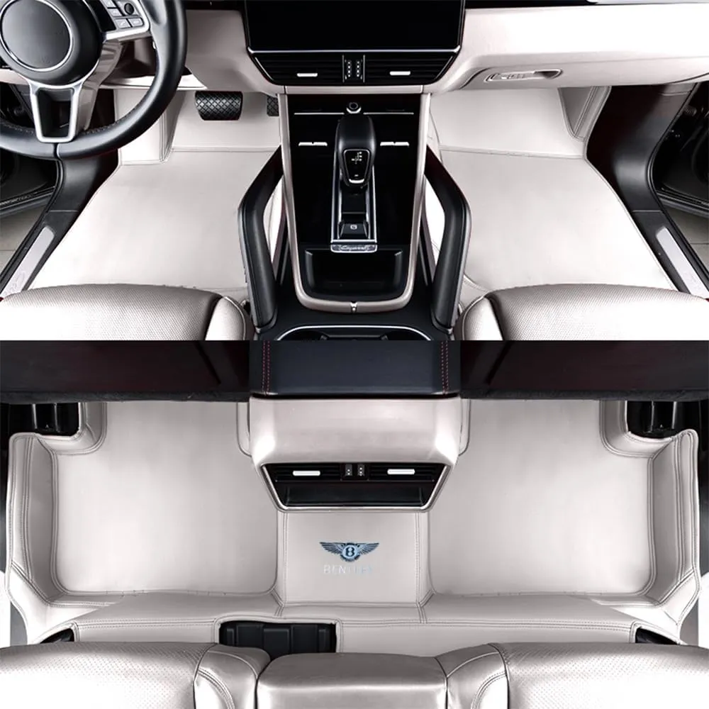 Custom Car Floor Mats for Bentley Bentayga V8/Speed/Hybrid/Diesel 2016-2024 Full Covered Car Floor Liners Non-Slip Carpets All Weather Protection Liners Mats Pads,Pearl White