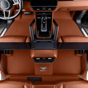 Custom Car Floor Mats for Bentley Bentayga V8/Speed/Hybrid/Diesel 2016-2024 Full Covered Car Floor Liners Non-Slip Carpets All Weather Protection Liners Mats Pads,Saddle Brown