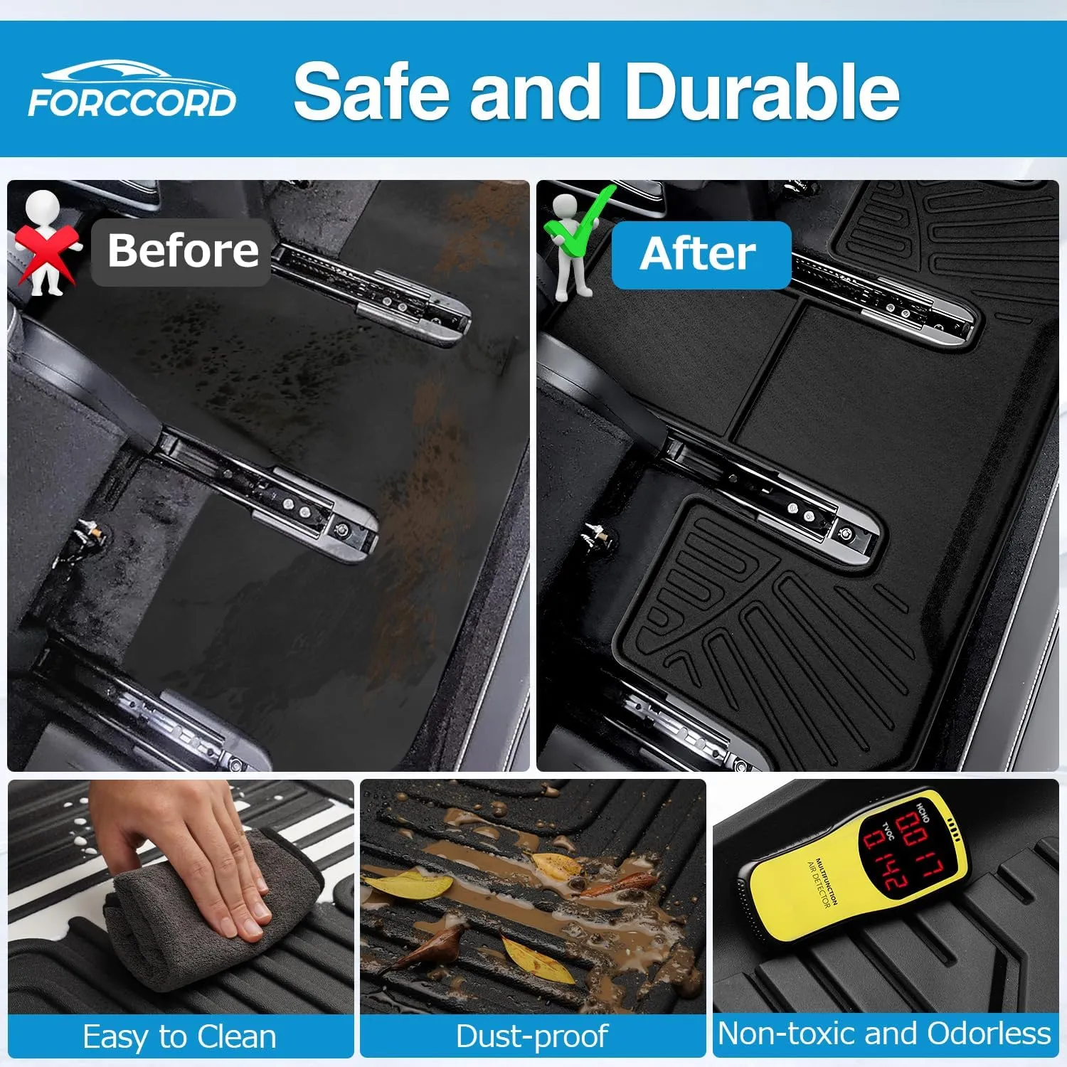 Custom Fit for Floor Mats Hyundai Santa Cruz 2025 2024 2023 2022 All Weather Protection TPE Black Heavy Duty Non-Slip Waterproof 3D Car Mats Floor Liners Interior Automotive Accessories