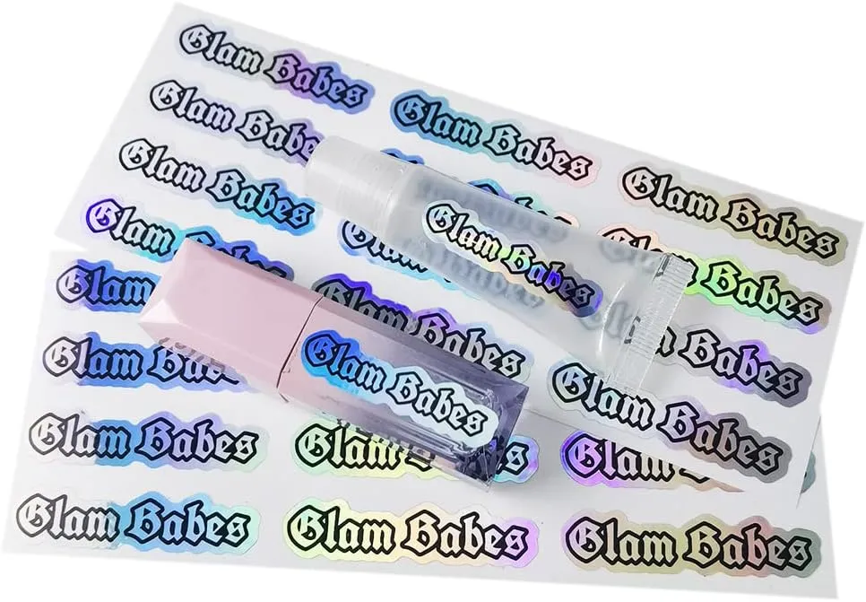 Customized 100 Pieces Colorful Name Stickers Personalized Rainbow Logo Labels Stickers for Lip Gloss Cosmetics (50x14mm)