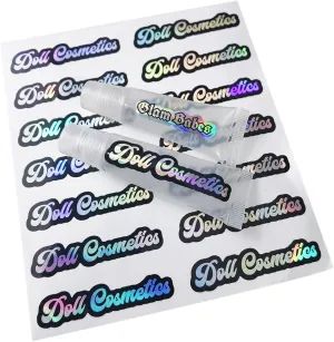 Customized 100 Pieces Colorful Name Stickers Personalized Rainbow Logo Labels Stickers for Lip Gloss Cosmetics (50x14mm)